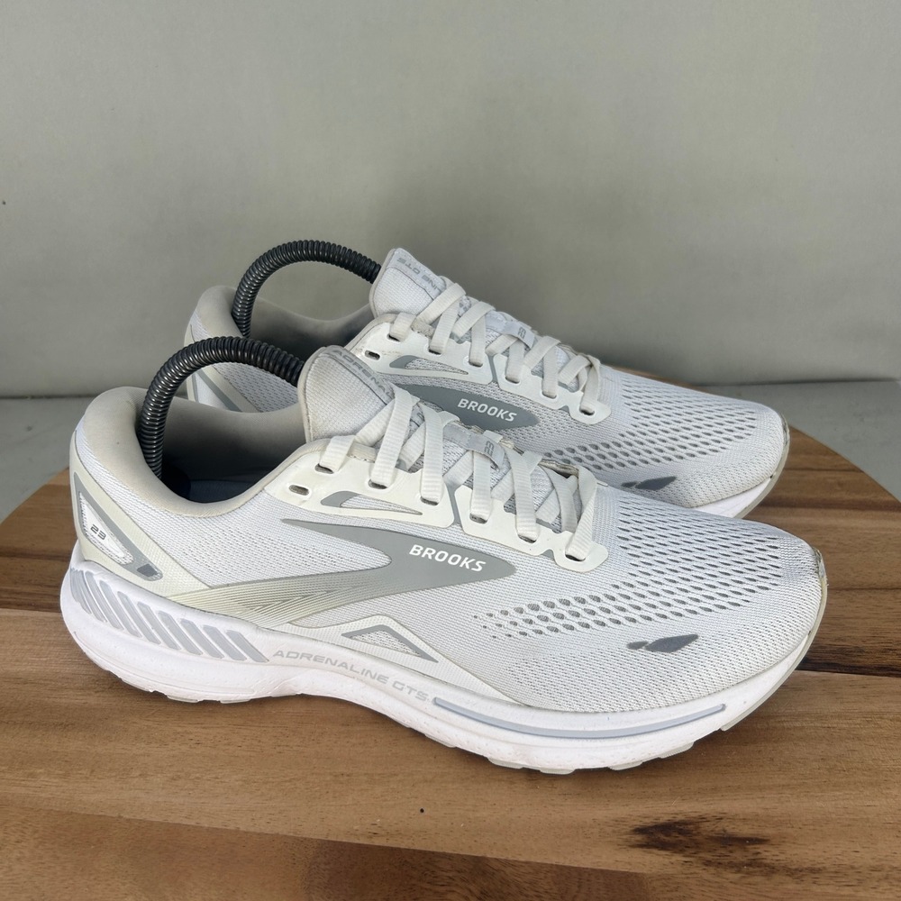 Brooks Adrenaline GTS 23 White Grey Running Shoes 1203811B104 Womens Size 10 B